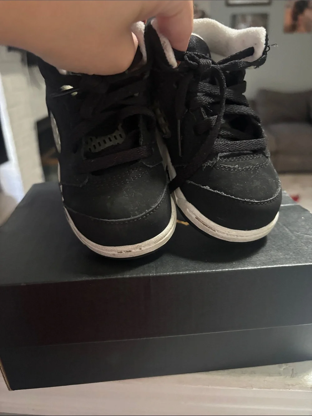 Jordan Kids Black and White High-Top Sneakers